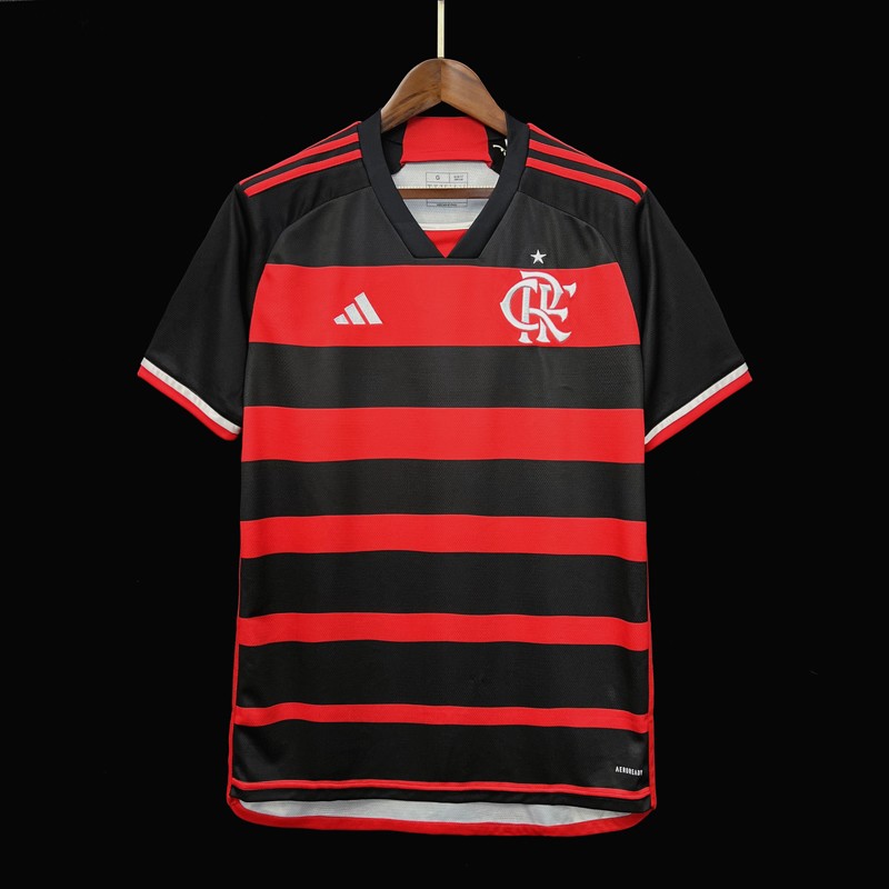 Flamengo 2024 Home Jersey Black Red Football Shirt