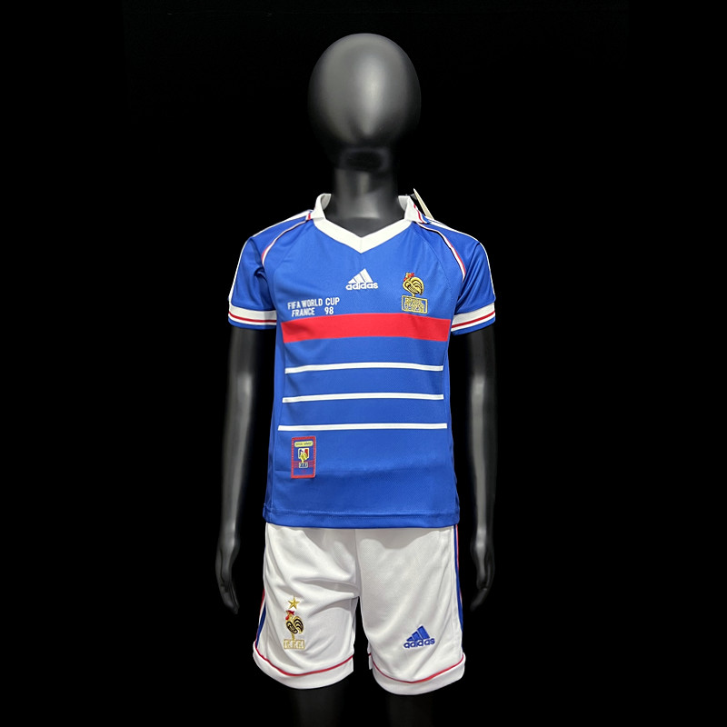 France 1998 Home Kit Retro Jersey for Kids