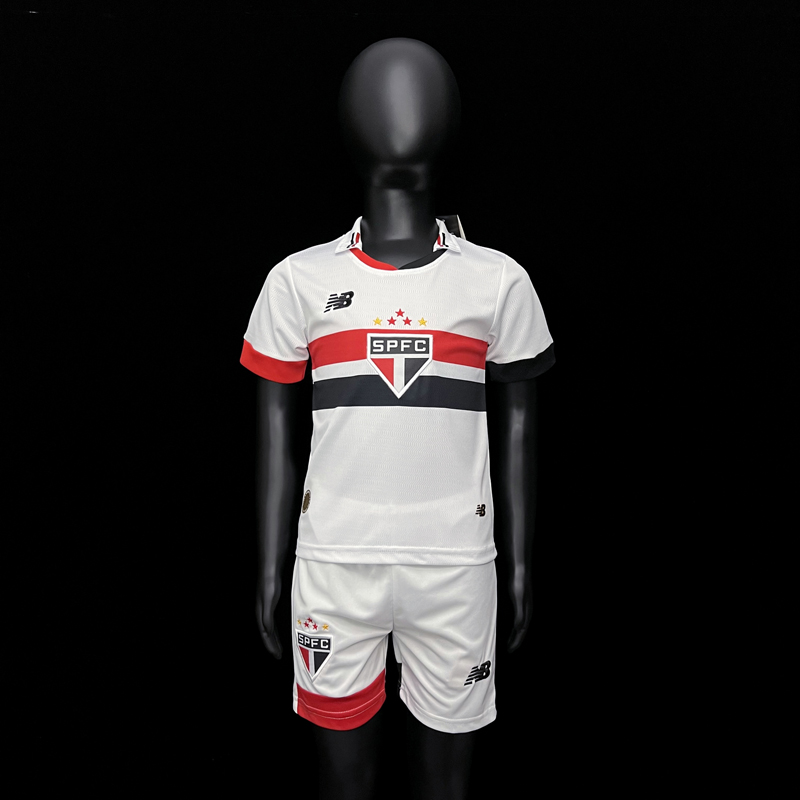 Kids Jersey São Paulo FC Home Kits 2024 White Short Sleeve + Shorts