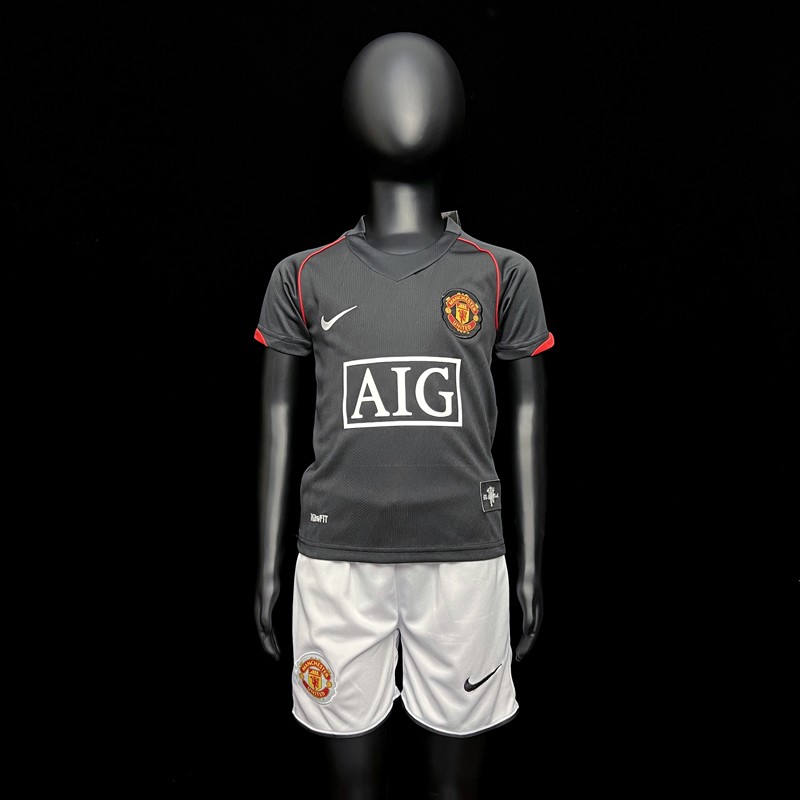 Kids Manchester United Away 2007/08 Premier League Short Sleeve + Shorts