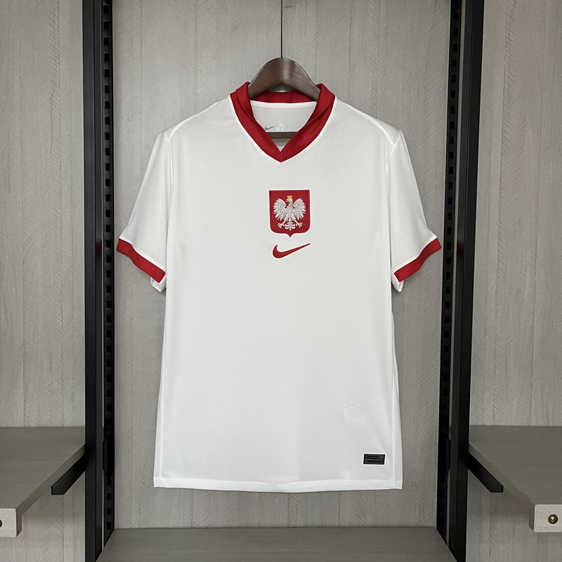 Poland 2024/25 Home Football Replica Jersey White Red
