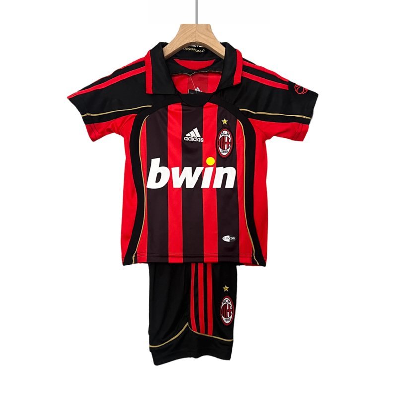 AC Milan 2006/07 Kids Home Jersey Classic Red and Black Suit