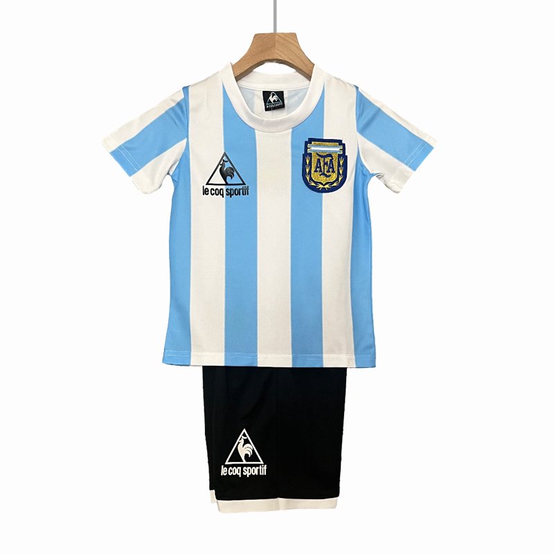 Argentina 1986 World Cup Retro Home Kit Football Jersey for Kids