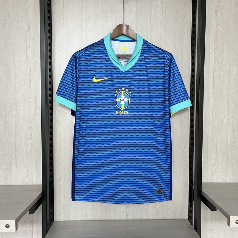 Brazil Away Shirt 2024 Copa America Replica Jersey Blue Green