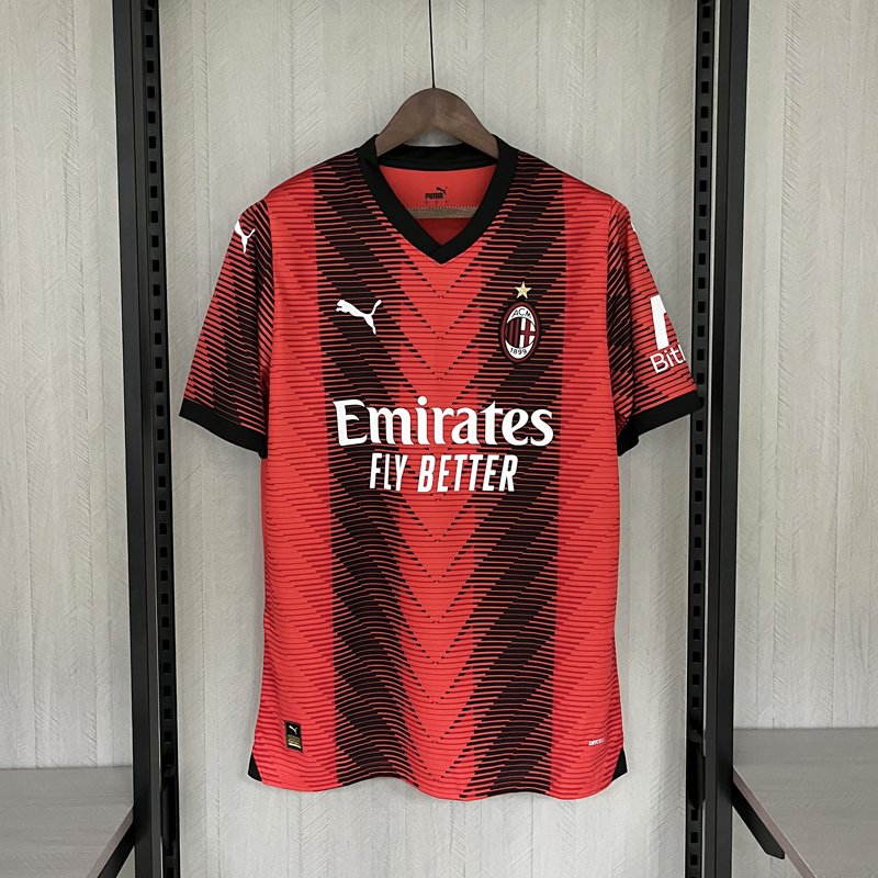 Get AC Milan 2023/24 Home Jersey Black Red
