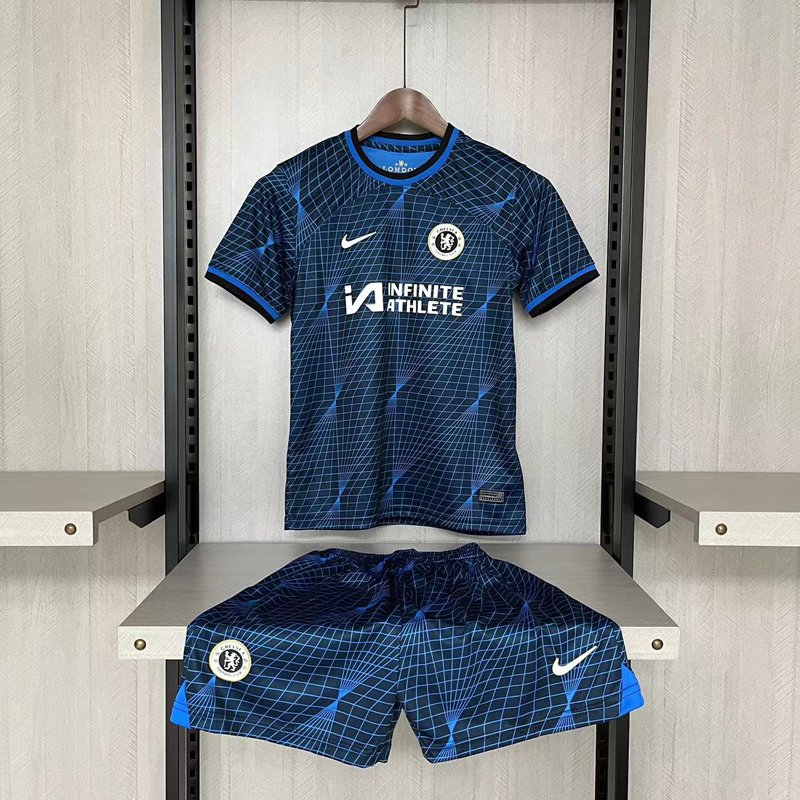 Get the Chelsea FC 2023/24 Kids Away Jersey with Shorts Now