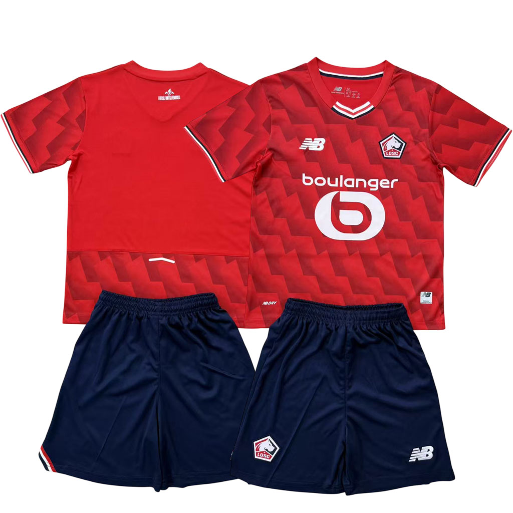 Lille 2025-26 Youth Home Football Shirt  Red For Kids