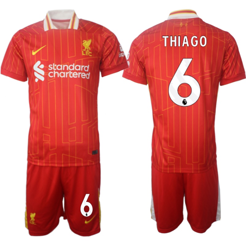 Men's Liverpool FC Red Home Kit 2024/25 Thiago 6 Printed