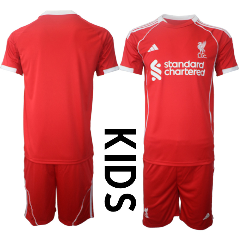 Liverpool 25-26 Home Kids Football Kit With Shorts